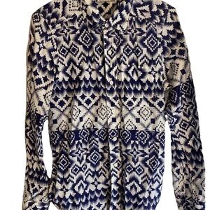 Kavu Navy Blue & White Southwest Print 100% Cotton Blouse